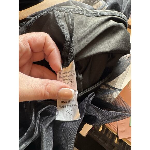 POWDER PUFF STRAPLESS TULLE MINI DRESS BLACK NWT Small Festival Whimsigoth Fairy - Picture 6 of 7